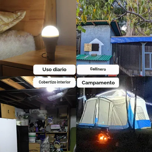 Vista 6 de Luz solar portátil con modo de encendido y apagado automático para interiores y Chieken Coop, luces LED solares para tienda de campaña