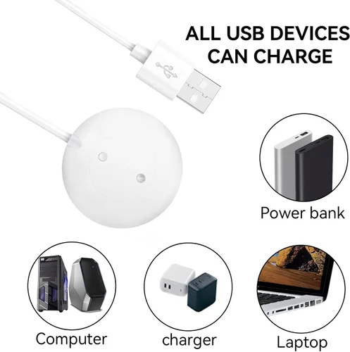 Vista 4 de Cargador magnético para masajeadores de rosas, cable de carga USB, estación base de cable, color blanco