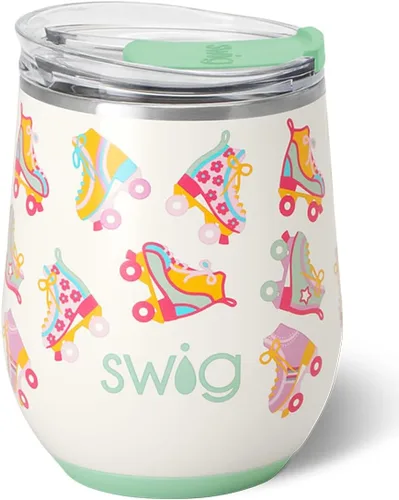 Vista 23 de Swig Life Vaso de vino de 12 onzas con tapa, acero inoxidable, apto para lavavajillas, portátil, triple aislamiento (todos los americanos)
