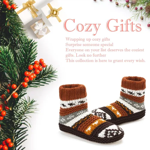Vista 6 de Warm Slipper Socks for Women, Winter Fuzzy House Shoes Indoor, Cozy Christmas Gifts Unique