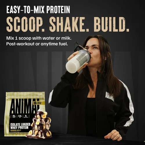 Vista 5 de Animal Whey Protein Isolate Powder 25g Protein Banana Split 2lb