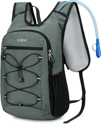 Vista 9 de BOVIP Mochila de hidratación ligera, mochila de senderismo multiusos de 15 litros con bolsa de agua de 1.5 L, mochila de agua hidráulica