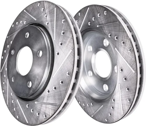 Vista 181 de Detroit Axle - Rotores de freno delanteros perforados y ranurados + repuesto de pinza de freno lateral del conductor para Honda Odyssey Acura MDX