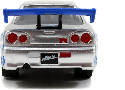 Vista 7 de Jada Toys Fast & Furious 1:55 Brian's 2002 Nissan GT-R R34 Build N' Collect Kit de modelo fundido a presión, juguetes para niños y adultos