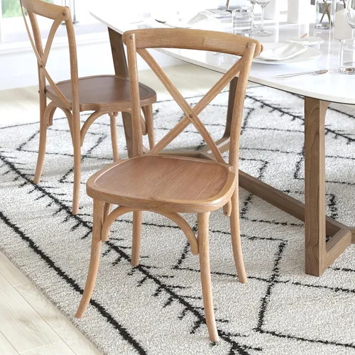 Vista 6 de Flash Furniture Advantage Medium con silla X-Back de grano blanco Grano blanco medio