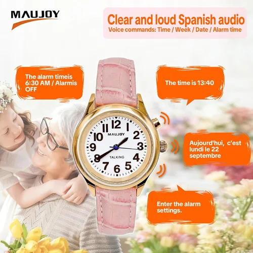 Vista 2 de Talking Watch, Loud Clear Voice for Elderly Blind or Visually Impaired, Speaks The Time, Date or Alarm Time