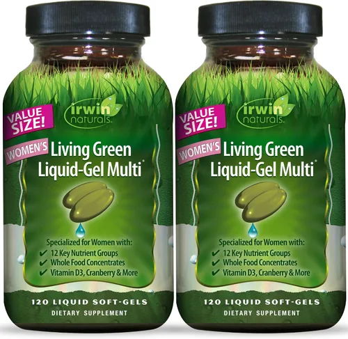 Vista 10 de Irwin Naturals Living Green Liquid Gel Multi para Mujer - 90 Geles Líquidos Suaves