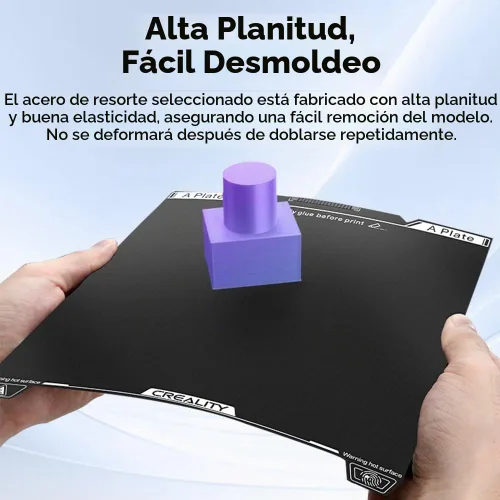Vista 5 de Creality K1 SE Placa de construcción de resina epoxi, cama Ender 3 V3 SE de 235 x 235 mm, placa de cama de acero de resorte texturizado