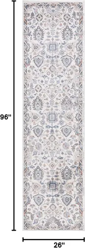 Vista 2 de SAFAVIEH Eternal Collection ETL226A - Alfombra de pasillo, 2 pies 2 pulgadas x 8 pies, color marfil y gris, diseño floral, no desprende pelusa
