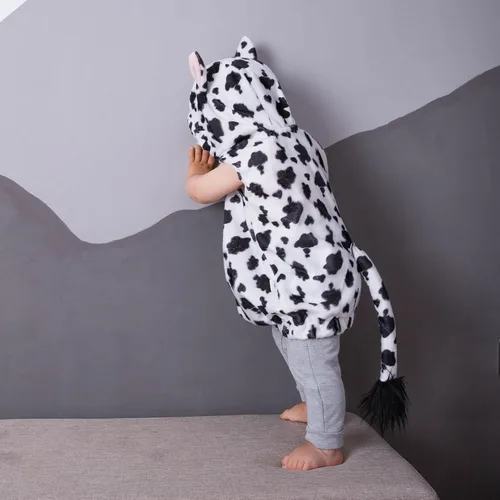 Vista 3 de Unlicreat Chaleco unisex con capucha de forro polar para niños, lindos animales, disfraz de Halloween, sin mangas, para niños y niñas