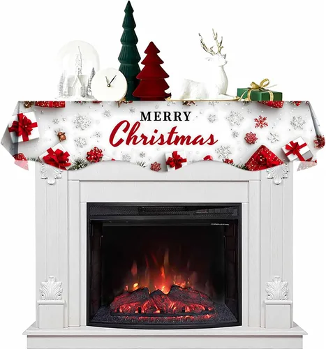 Vista 12 de NYZE Bufanda para Repisa de Chimenea Navideña 60 x 17 Pulgadas Cubierta Decorativa para Repisa de Chimenea de Navidad Camino de Mesa para Repisa