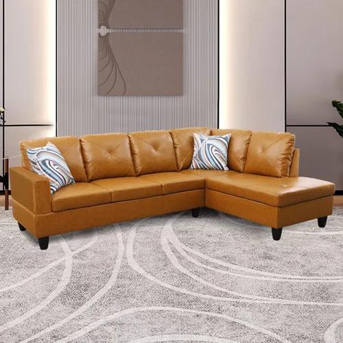 Vista 19 de A Ainehome Sofá seccional de muebles, moderno sofá de cuero en forma de L para sala de estar, apartamento y espacio pequeño