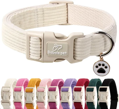 Vista 27 de Lindo Collar de Corduroy para Perro - Collar Ajustable Negro para Perros Pequeños de 4-10lbs, Resistente al Desvanecimiento con Cierre Seguro
