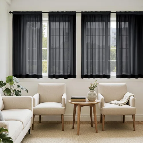 Vista 36 de MIULEE Cortinas traslúcidas marrón oscuro de 96 pulgadas de largo, 4