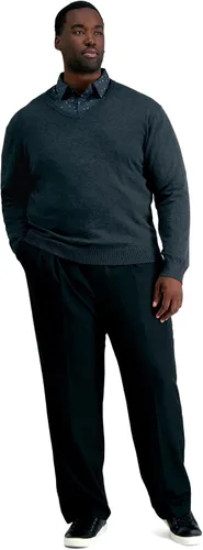 Vista 2 de Haggar Pantalones Cool 18 Pro Classic Fit plisado frontal oculto con cintura expansible, tallas regulares y grandes y altas