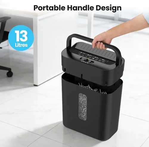 Vista 6 de 6-Sheet Shredder for Home Office, 3.43 Gallon Cross Cut Shredder, P-4 High Security Paper Shredders for Credit Card Staple Clip, Portable Handle