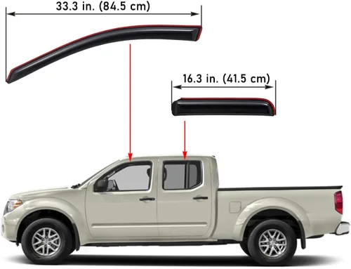 Vista 3 de Lightronic Visera de ventana de ventilación automática con clip extra duradera en el canal, se adapta a Nissan Frontier Crew Cab 2005-2020
