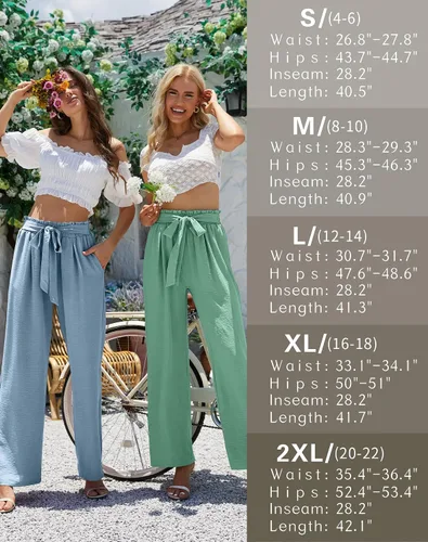 Vista 5 de TARSE Pantalones de vestir para mujer, cintura alta, pierna ancha, pantalones de descanso, pantalones casuales de trabajo con bolsillos