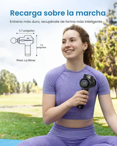 Vista 5 de RENPHO Active+ Pistola de masaje, cursos guiados controlados por aplicaciones, Bluetooth Negro mate