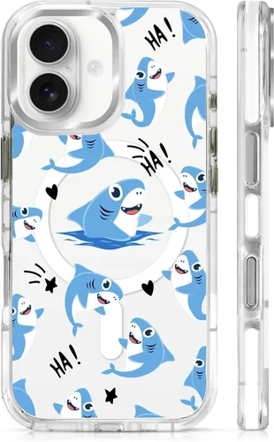 Vista 106 de Funda para iPhone 13 Pro, transparente con bonito patrón de tiburón azul, compatible con Magsafe funda protectora suave para mujeres y niñas (blanco)