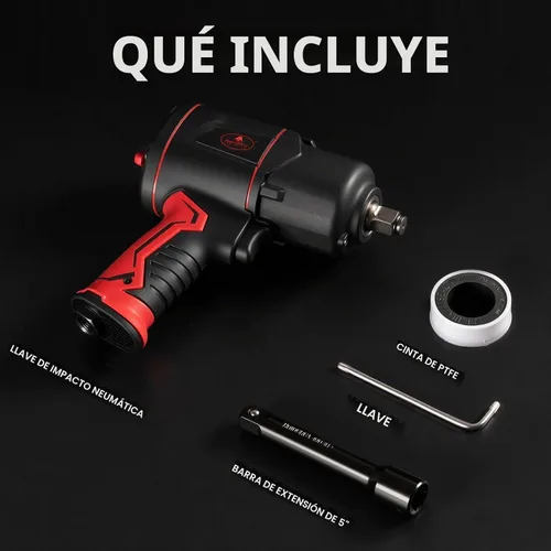 Vista 7 de AEROPRO TOOLS Llave de impacto neumática compuesta de 1/2 pulgada Twin Hammer,1220 FT-LBS Max Loosening Torque,8000RPM,for Auto Repair,Tire Shop