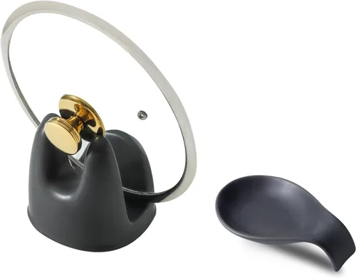 Vista 14 de Nihow Soporte para tapa de olla: soporte estable para tapa de sartén de cerámica para decoración de encimera de cocina, encimera, estufa, resistente