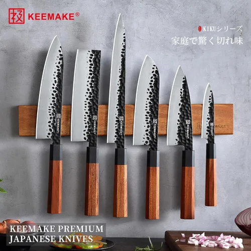 Vista 7 de Cuchillo Deba KEEMAKE de 6 pulgadas, cuchillo japonés de doble bisel de acero inoxidable 440C para pescado/filete con asa de madera octogonal G10