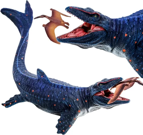 Vista 12 de Figura de acción de Mosasaurus, juguete realista de dinosaurio de mandíbula ancha, monstruo marino Mosasaurus, modelo de animal oceánico de plástico