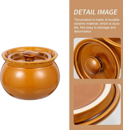 Vista 4 de Happyyami Olla de cocción lenta pequeña de cerámica con tapa, olla de loza china, cacerola china de cocotte, utensilios de cocina asiáticos