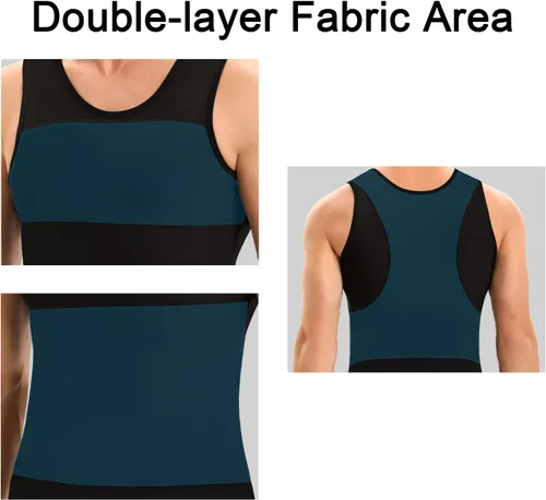 Vista 3 de Lgtfy Camisetas de compresión para hombre de ginecomastia, camiseta sin mangas adelgazante, camisetas con control de abdomen, cambio en segundos