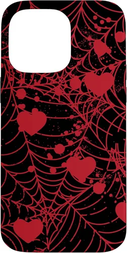 Vista 21 de Spiderweb Valentine's Day Hearts Gothic Goth Black Fairycore Case for iPhone 17