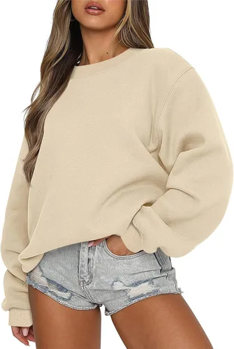 Vista 3 de midelxp Sudaderas de gran tamaño con cuello redondo para mujer, forro polar suave, manga larga, casual, cómodas, lindas sudaderas con capucha