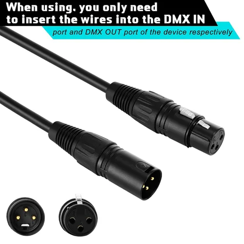 Vista 5 de Xuhal 10 cables de señal DMX flexibles de 3.2 pies de 3 pines, cables de señal DMX de 3.3 ft con conectores de metal, conexión XLR macho a hembra