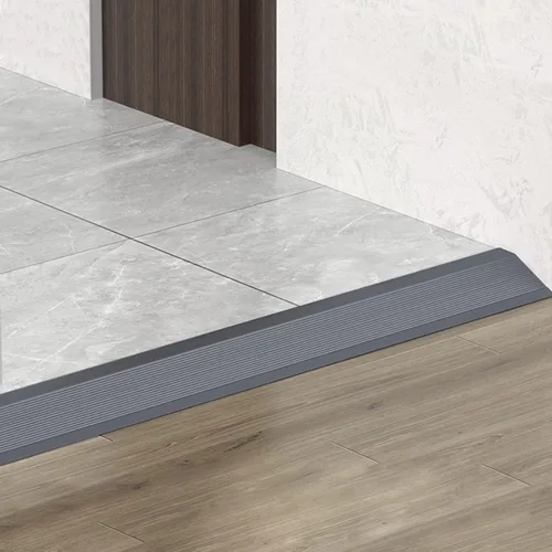 Vista 3 de Grey Transition Strips for Doorways, Metal Entry Ramps 10cm Wide, Carpet/Tile Threshold Reducer for Indoor Balcony Door (Length 85cm)