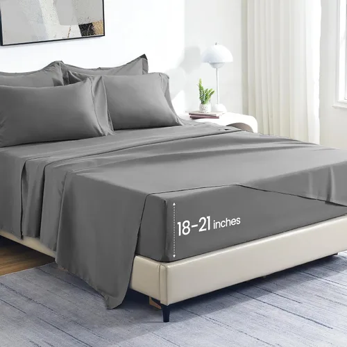 Vista 10 de SLEEP ZONE Juego de sábanas de bolsillo extra profundo de 18 pulgadas para niños, 3 piezas, sábanas súper suaves para colchones profundos