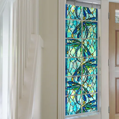 Vista 5 de funlife Película original de imitación dibujada a mano para ventana, adhesivo estático de doble cara, adecuada para entrada, decoración de puertas
