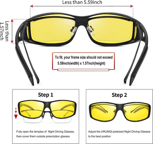Vista 3 de URUMQI Gafas de conducción de visión nocturna para hombres y mujeres, lentes polarizados antirreflejos, lentes de alta definición amarillas