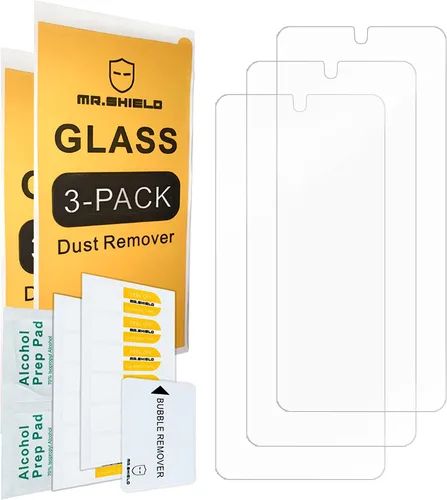 Vista 2 de Mr.Shield Paquete de 3 protectores de pantalla de vidrio templado para Xiaomi (Redmi 12 4G/5G) Vidrio de Japón con dureza 9H