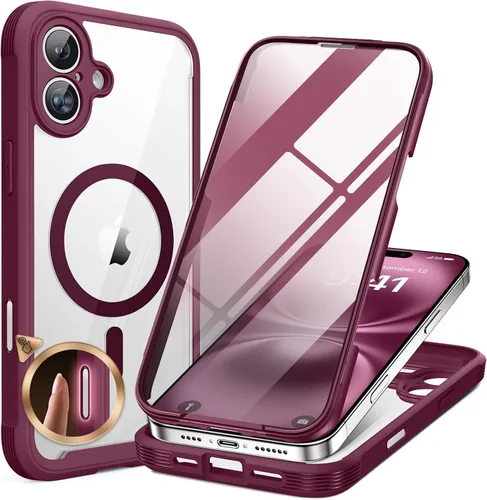 Vista 9 de Miracase - Funda magnética para iPhone 13 Pro Max de 6.7 pulgadas (compatible con MagSafe), transparente, completo, protector de pantalla de vidrio
