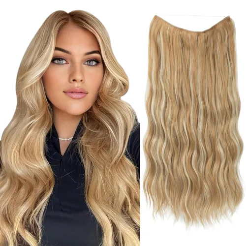 Vista 20 de SARLA Extensión de Cabello con Alambre Invisible con 3 Clips Pieza de Cabello Sintética Corta de Ondas de Playa Diadema Transparente Ajustable