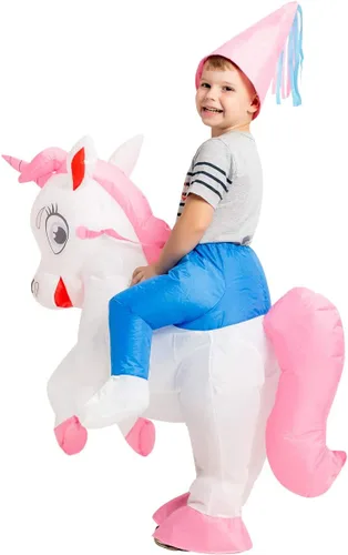 Vista 3 de GOOSH Disfraz inflable de unicornio para niños, disfraces de Halloween para niños y niñas, divertido disfraz inflable para fiesta de Halloween