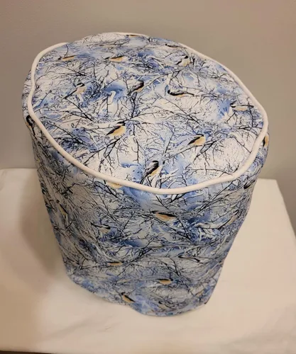 Vista 2 de Funda de algodón para olla de cocción lenta (8 cuartos de galón, ovalada azul floral)