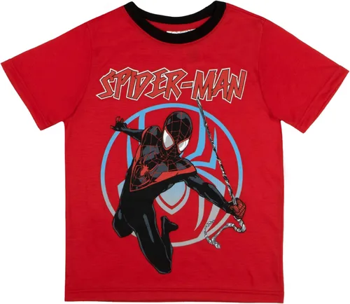 Vista 3 de Marvel Avengers Spider-Man Black Panther Miles Morales - Conjunto de camiseta de manga corta para niños, camiseta sin mangas y pantalones cortos