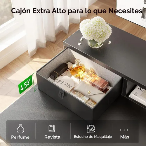 Vista 4 de FEZIBO - Escritorio eléctrico de altura ajustable de 48 x 24 pulgadas con cajón doble, escritorio para computadora, mesa de pie para oficina en casa
