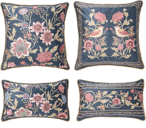 Vista 10 de Patdrea Designer - Juego de 4 fundas de almohada de terciopelo vintage, diseño de Botticelli Elegant Lumbar Ruffle Pillow Case with Zipper,Green