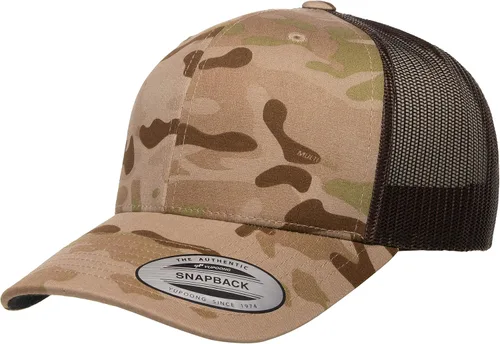 Vista 21 de Yupoong Gorra de camionero retro Multicam de Yp Classics Alpine/Blanco