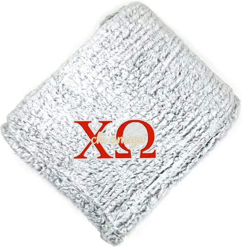 Vista 21 de Go Greek Chic Alpha Chi Omega - Manta de sherpa bordada (azul marino)