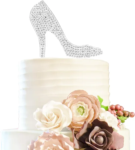 Vista 9 de LINGTEER 30 fabulosos adornos para tartas de cristal con diamantes de imitación de tacón alto, color rosa, perfecto para 30 cumpleaños, aniversario