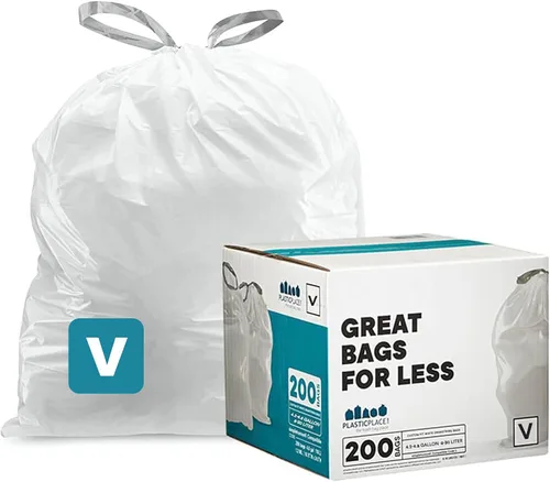 Vista 8 de Plasticplace Bolsas de basura de ajuste personalizado, compatibles con simplehuman Code V (100 unidades) con cordón azul tintado 4.2-4.8 galones