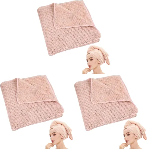 Vista 23 de Toalla de microfibra para el cabello de secado rápido, toallas de secado de pelo, adecuadas para todo tipo de cabello, ultra absorbente, cabello Azul
